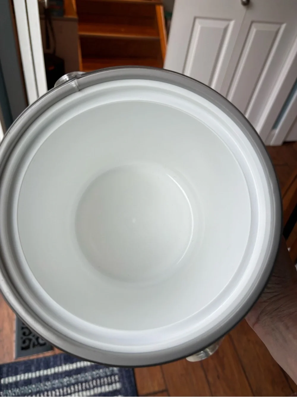 Vintage Georges Briard USA Brushed Aluminum Ice Bucket Lucite Handle MCM